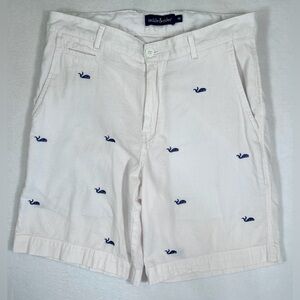 TACKLE & TIDES Men's Stripe Seersucker Embroidered Whales Fishing Shorts Size 30